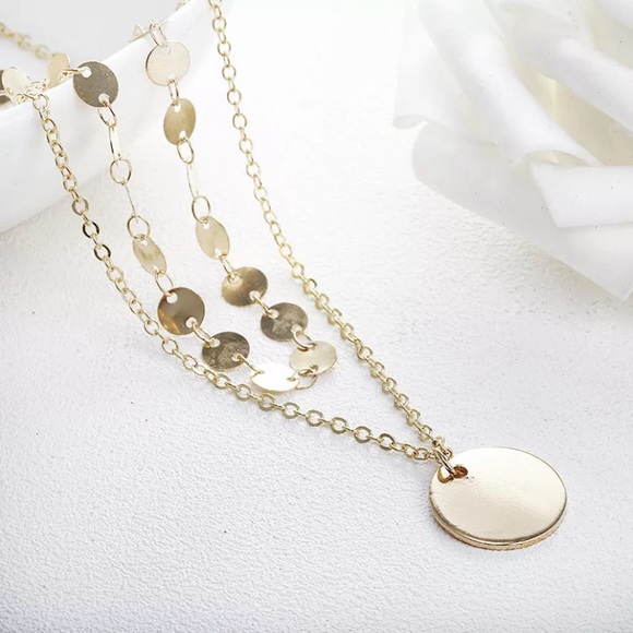 5/$25 Dainty Boho Gold Coin Layer Choker Necklace - Picture 3 of 4